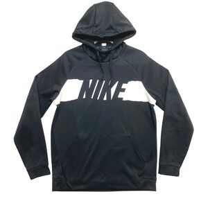 Nike Hoodie Mens Medium Black White Big Logo Graphic Pullover RN56323